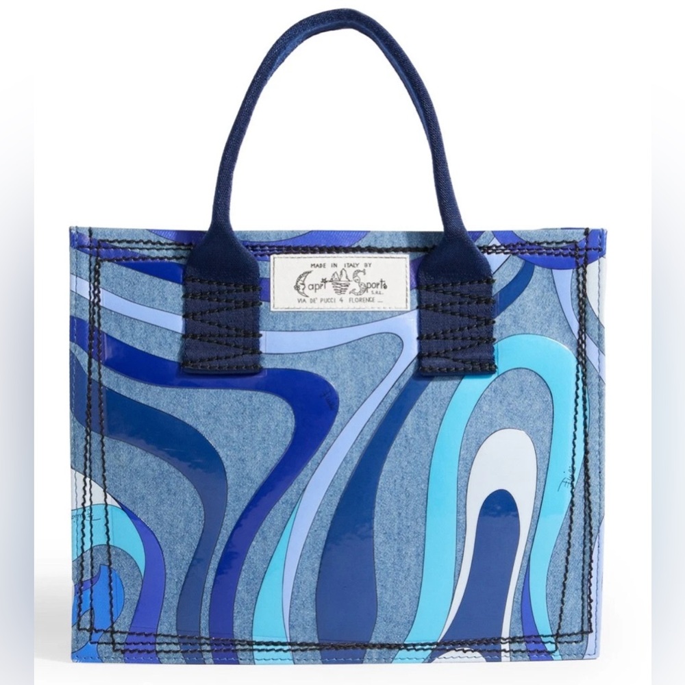 Emilio Pucci Marmo Denim Tote Bag Small NWT - Picture 4 of 12